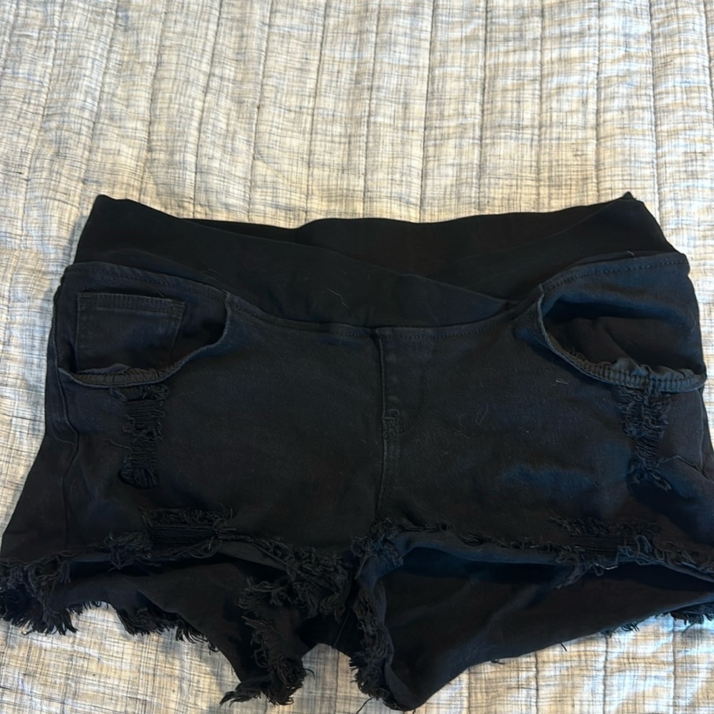 Large black maternity shorts